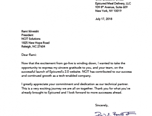 Epicured – Letter to NCIT from Epicured